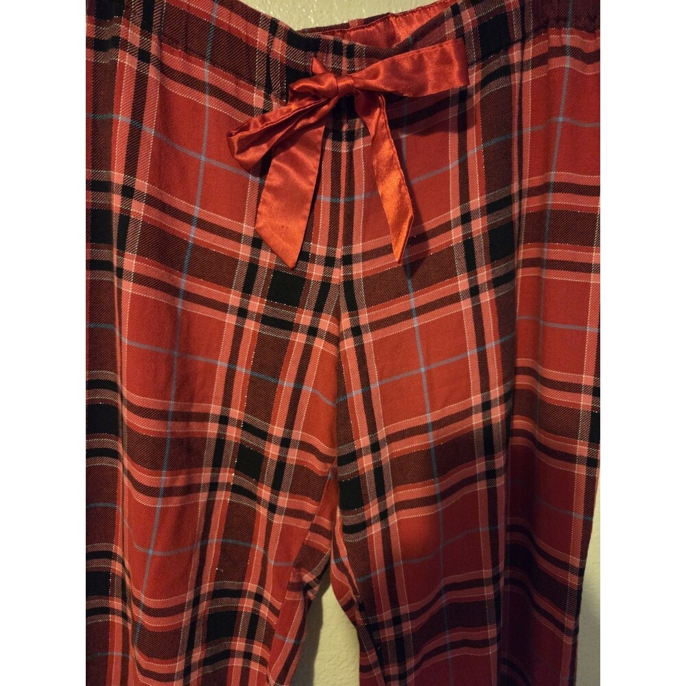 Be Yourself Woman's Light Wt Flannel Pajama Pants Size M/M  Red & black Plaid